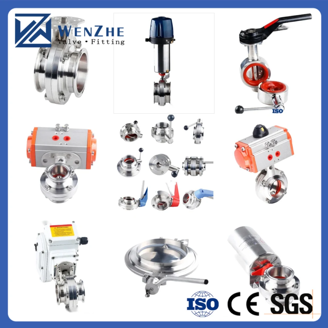 Sanitary Stainless Steel 304/316L Muti-Type Wafer/Thread/Weld/Tri Clamp / Pneumatic/Flange Butterfly Valve