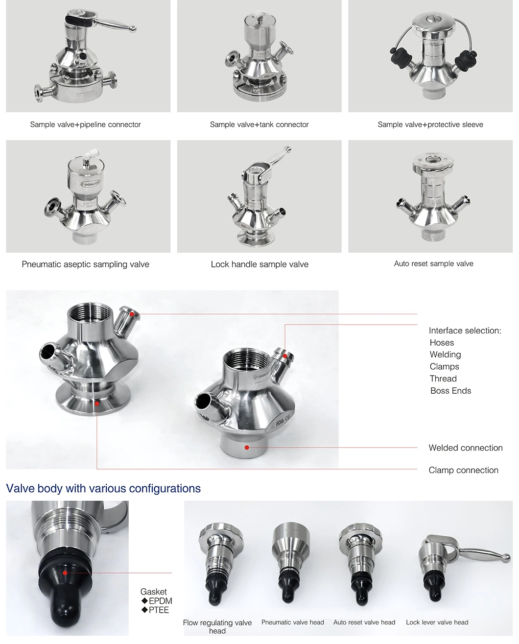 3A Sanitary Tri Clamp Sampling Valve for Brewery Dairy Pharmaceutical Industry