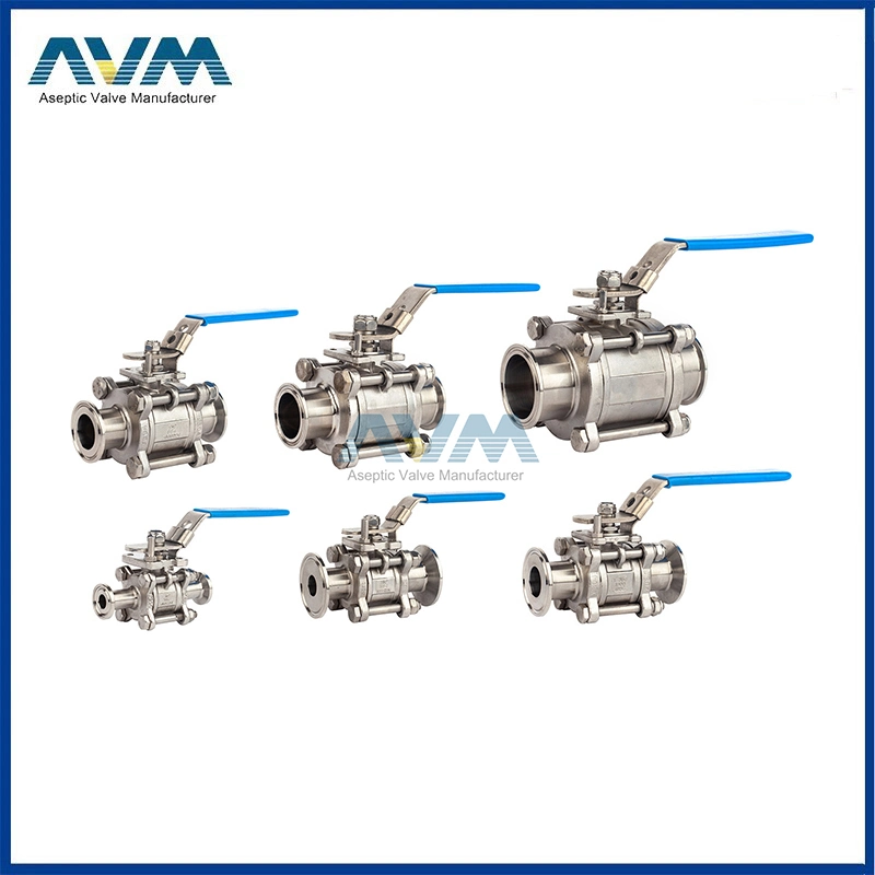 Sanitary 1" Tri-Clamp SS304 PTFE 3PCS Ball Valve Manual