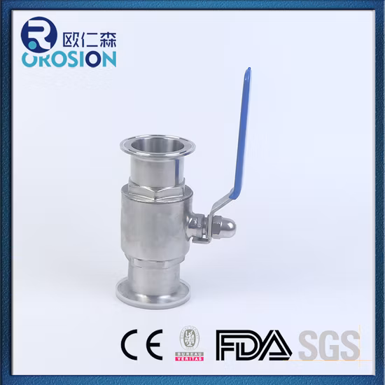 Válvula de bola de 3 vías de sujeción Tc manual sanitaria de acero inoxidable de 4 